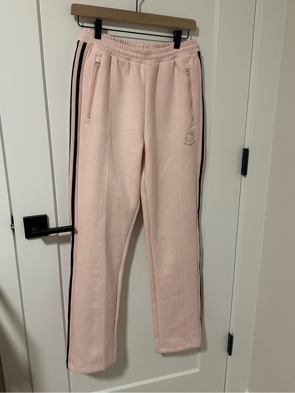 Adidas Hello Kitty pink 50 anniversary sweatpants with stripes, size S